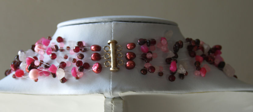 Necklace pink rose Quartz and red Garnet - Image 5